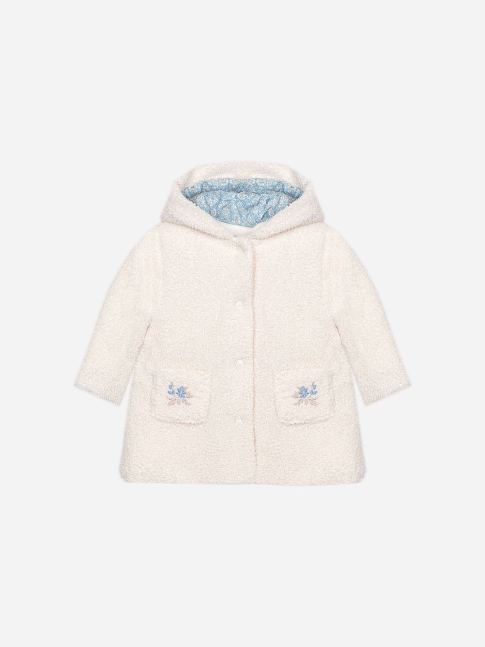 Blue floral print hooded coat