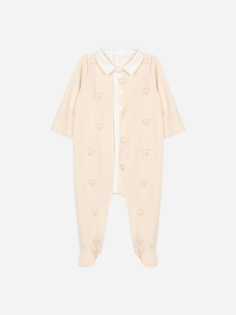 Ecru babygrow with embroidered teddy bears