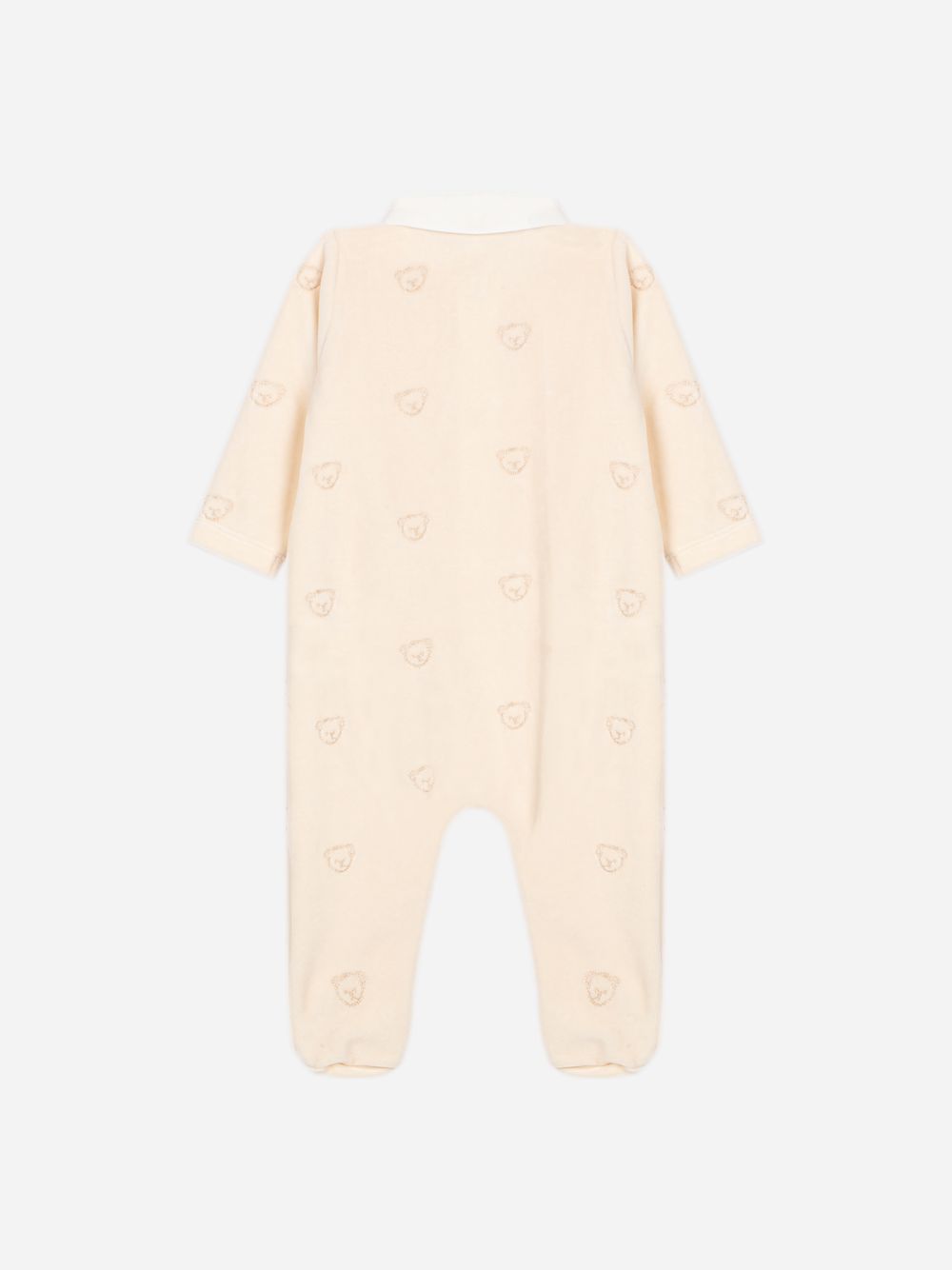 Ecru babygrow with embroidered teddy bears