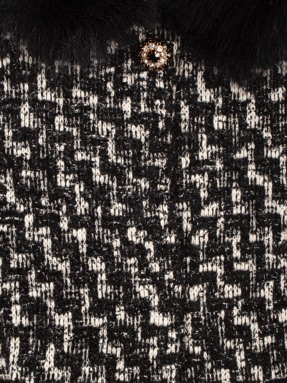 Black tweed coat with a fur collar