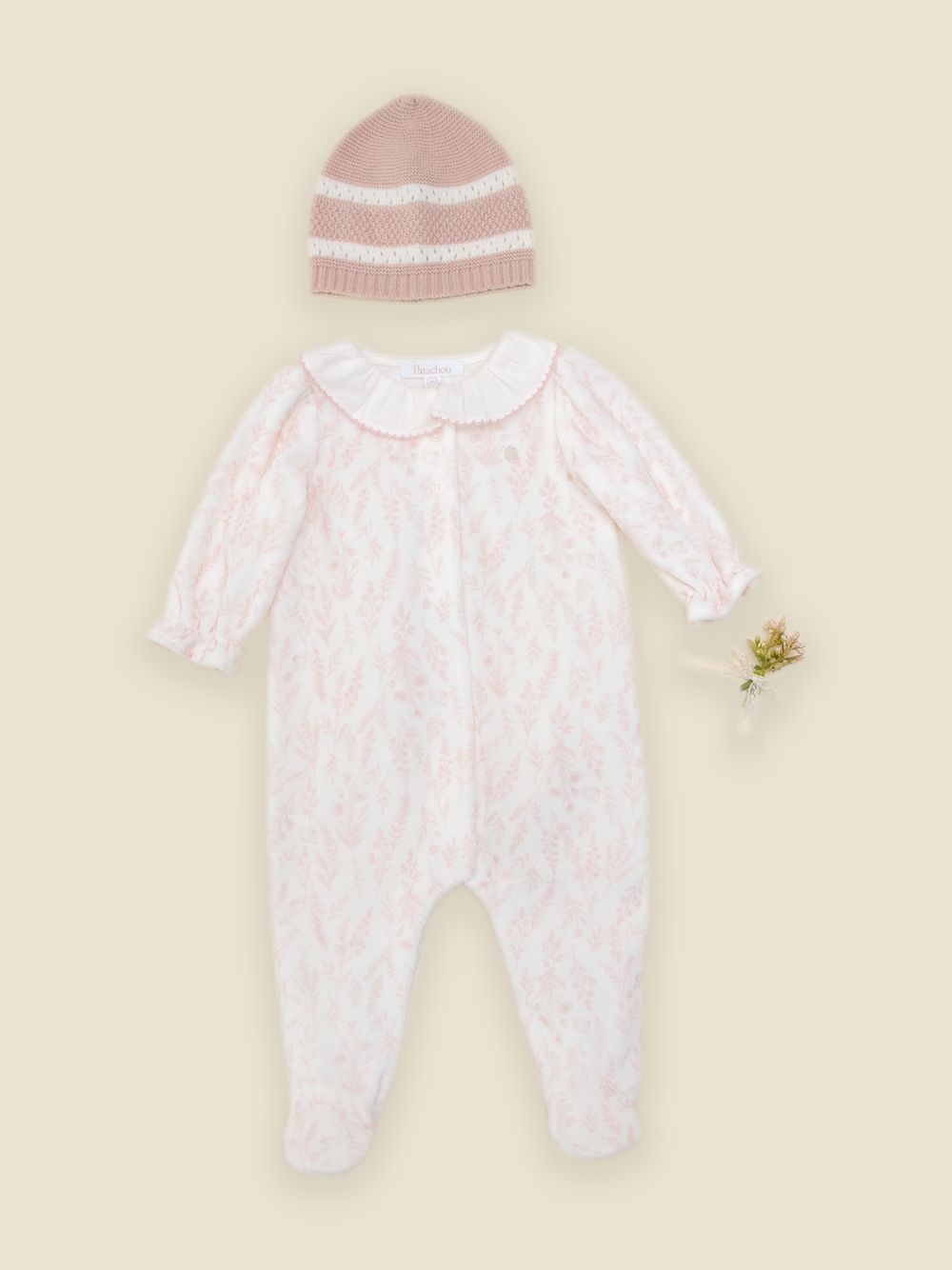 Simple pink babygrow with elegant collar