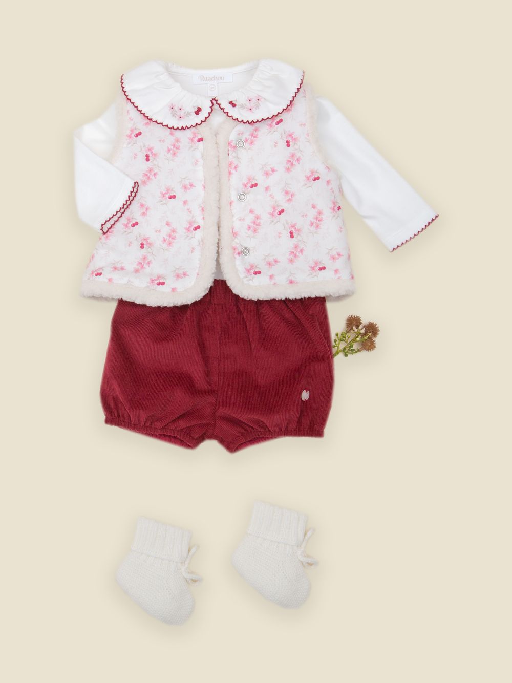 Elegant burgundy cotton shorts