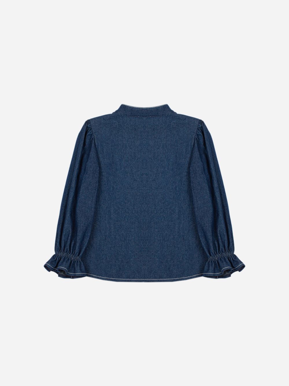 Elegant indigo blue blouse with bow