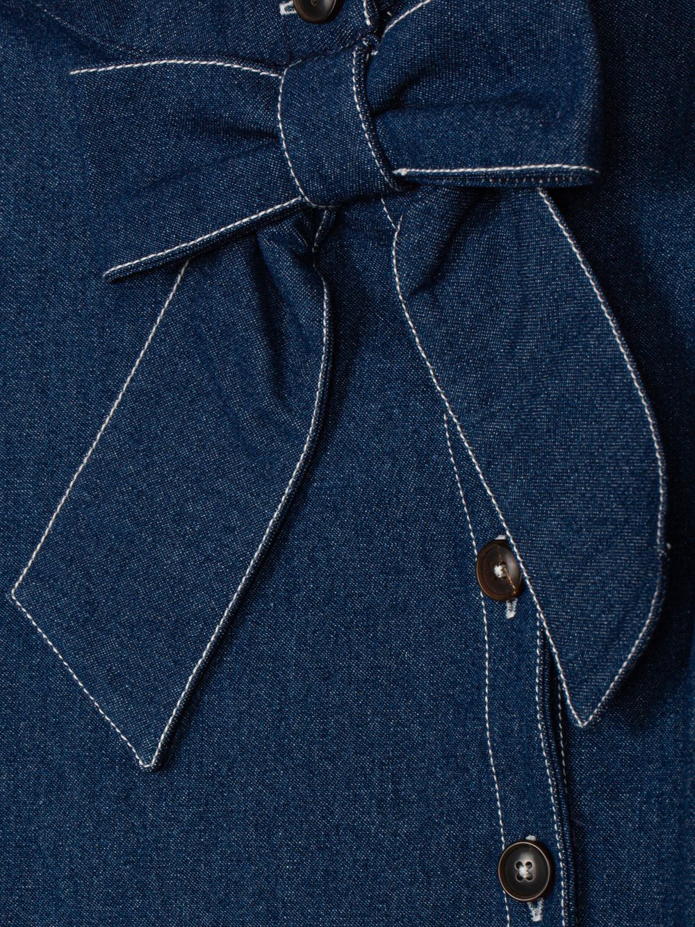 Elegant indigo blue blouse with bow