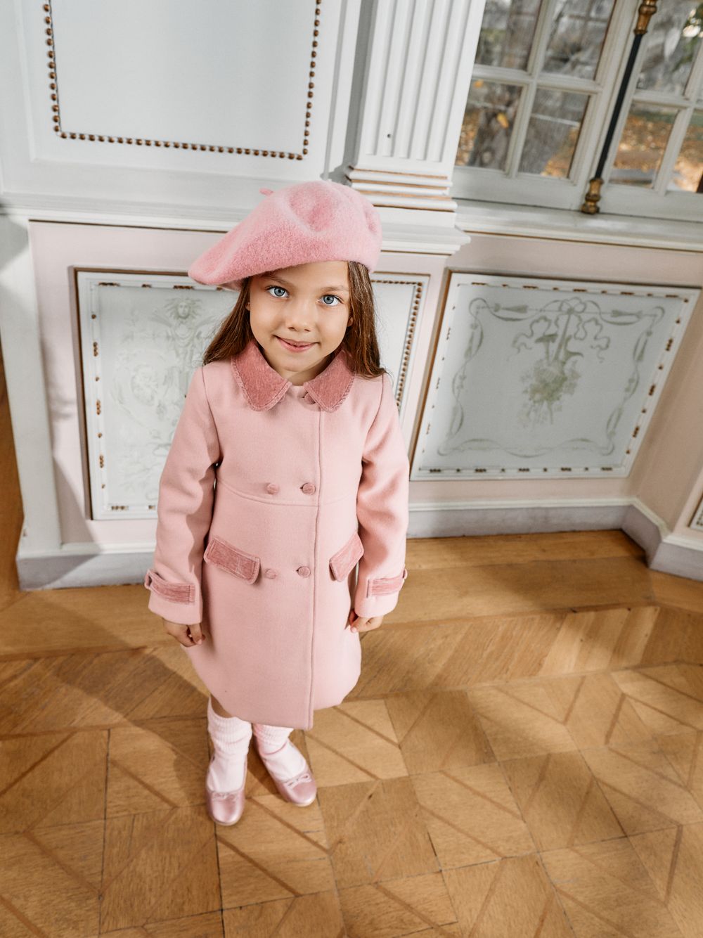 Elegant pale pink coat for your girls