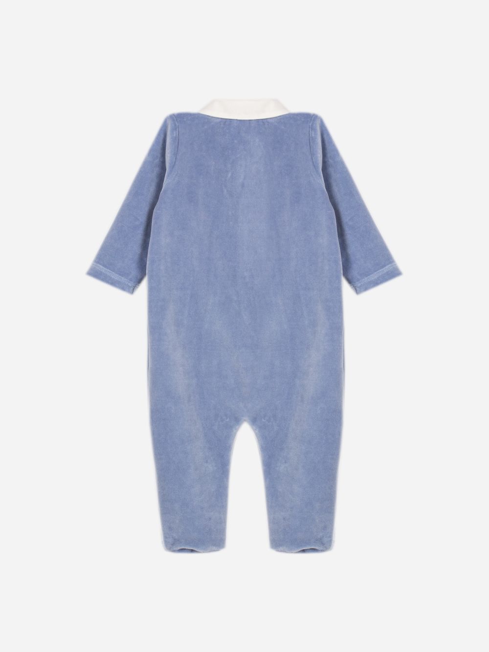 Indigo Blue babygrow with front teddy bear design