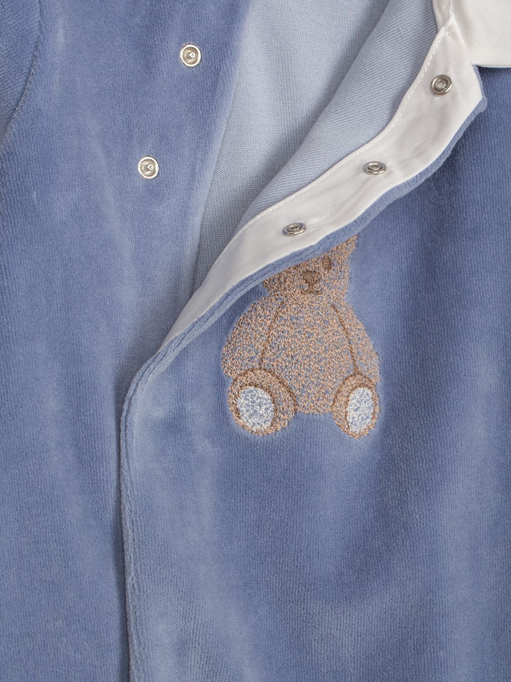 Indigo Blue babygrow with front teddy bear design