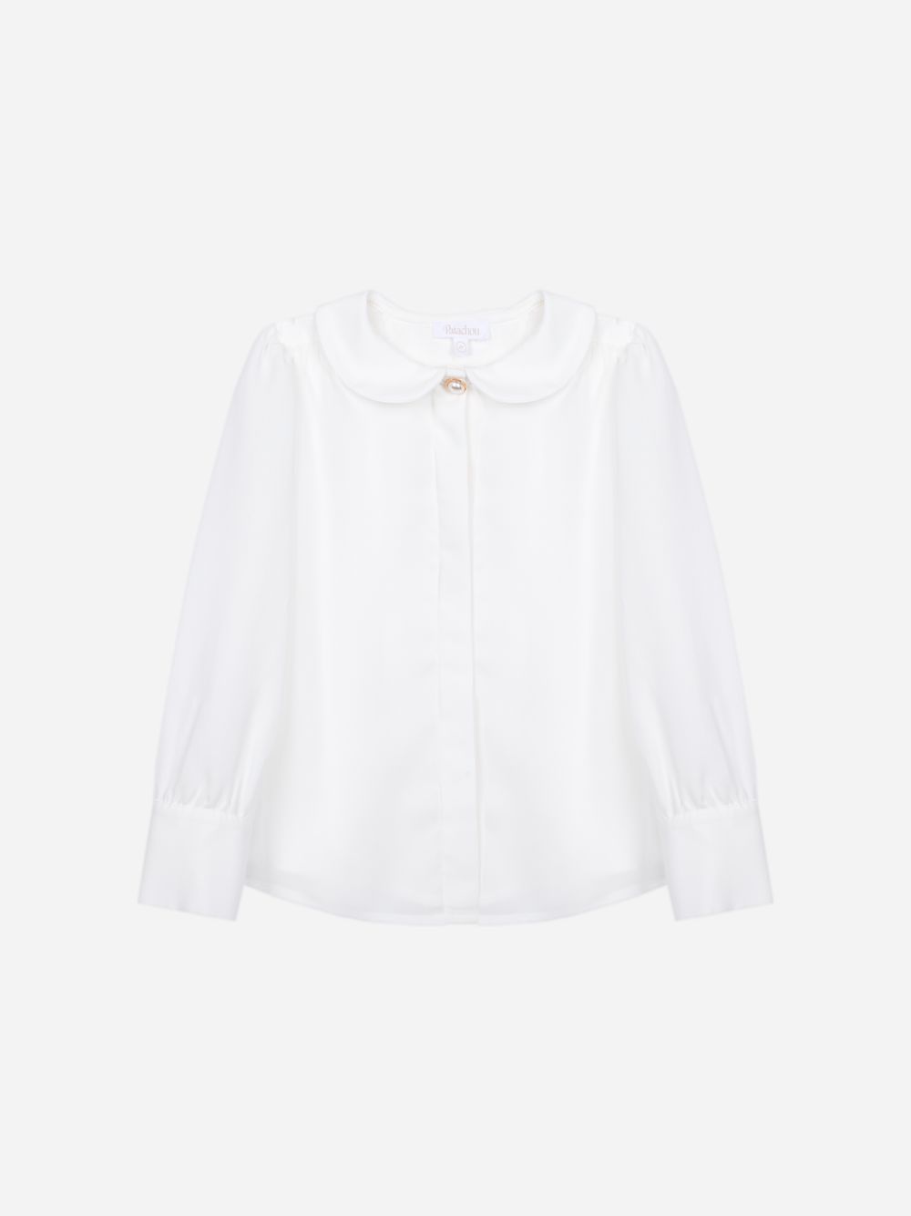 Ecru chiffon blouse with pearl buttons