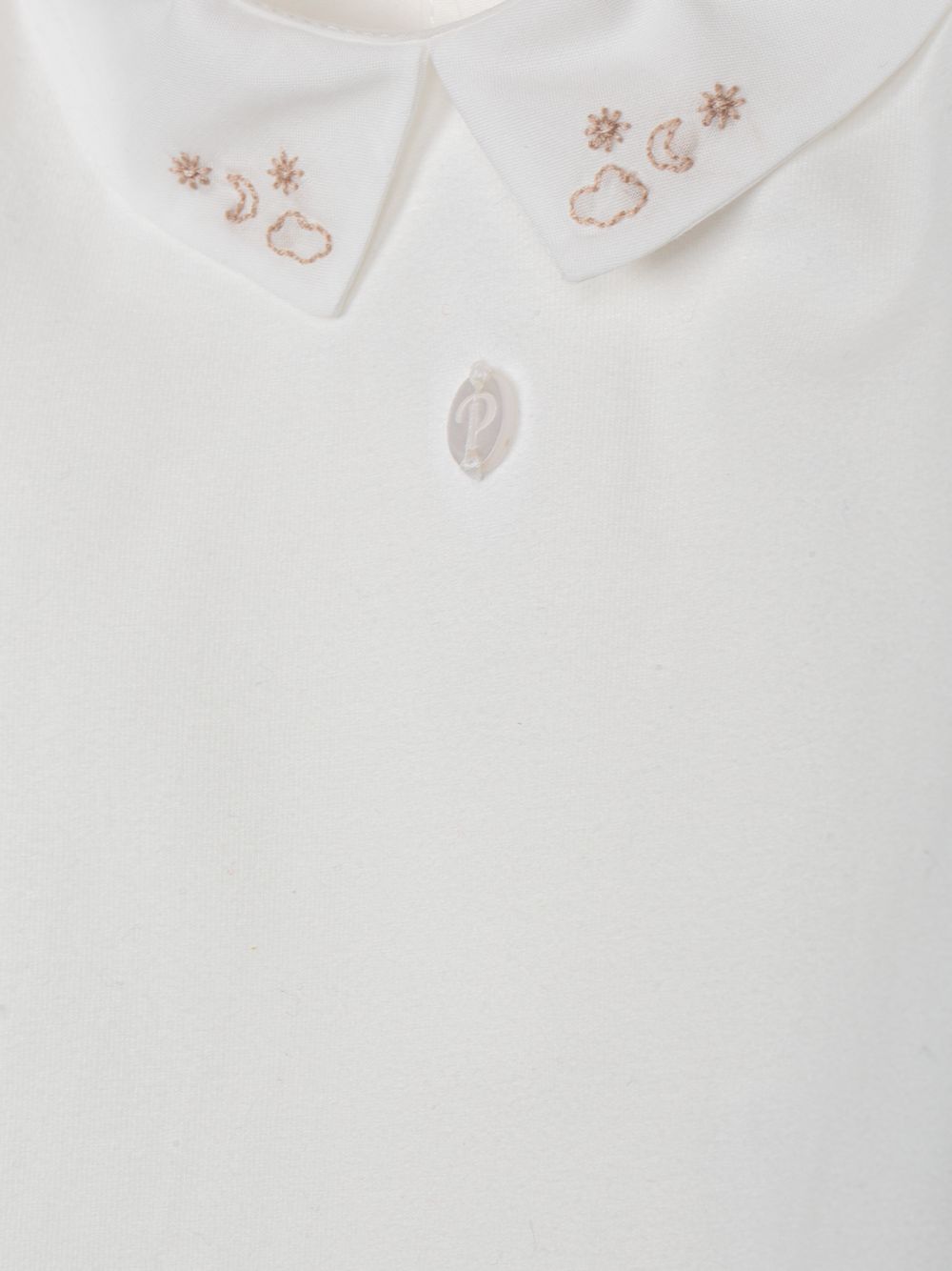 Elegant ecru bodysuit with embroidered collar