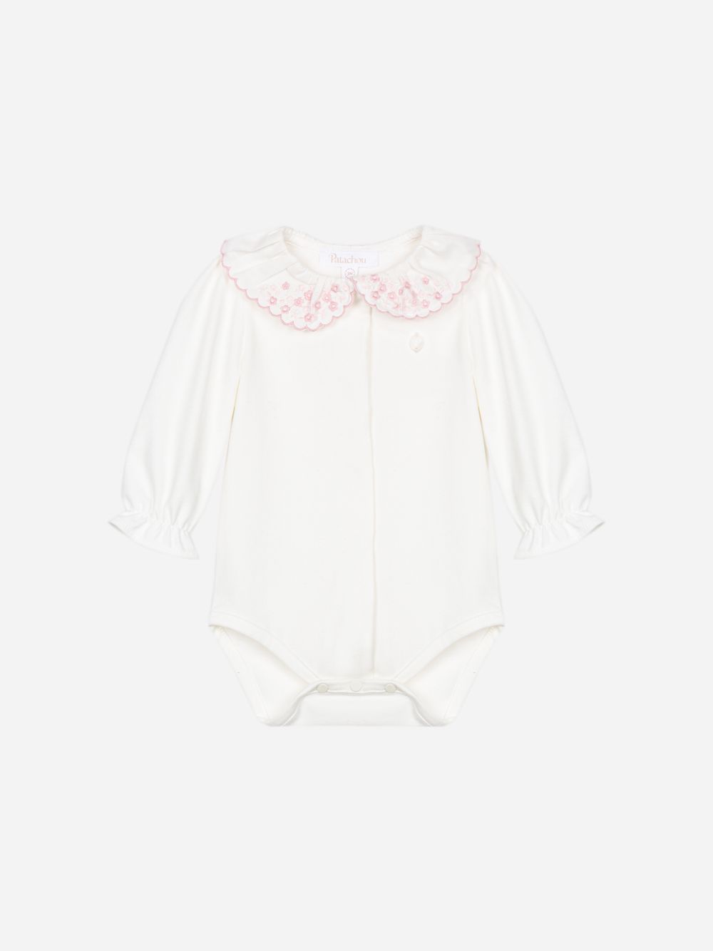 Ecru bodysuit with an elegant embroidered collar