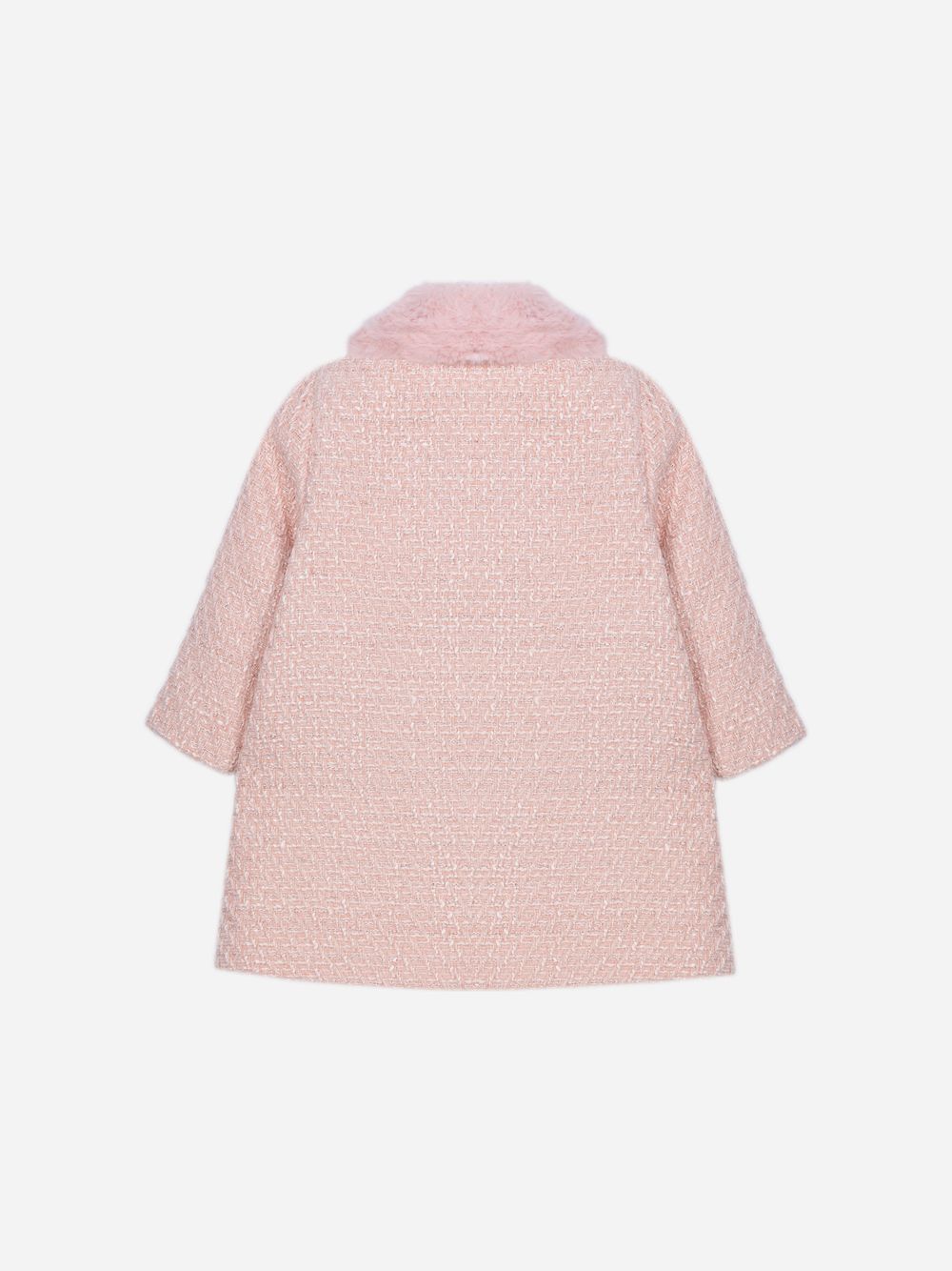 Elegant pale pink coat with fur collar