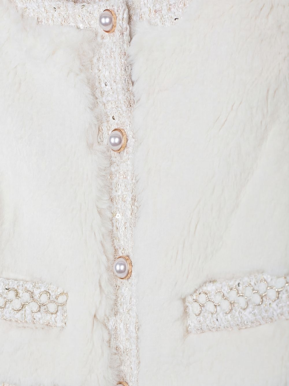 Golden coat in fur and sparkle tweed