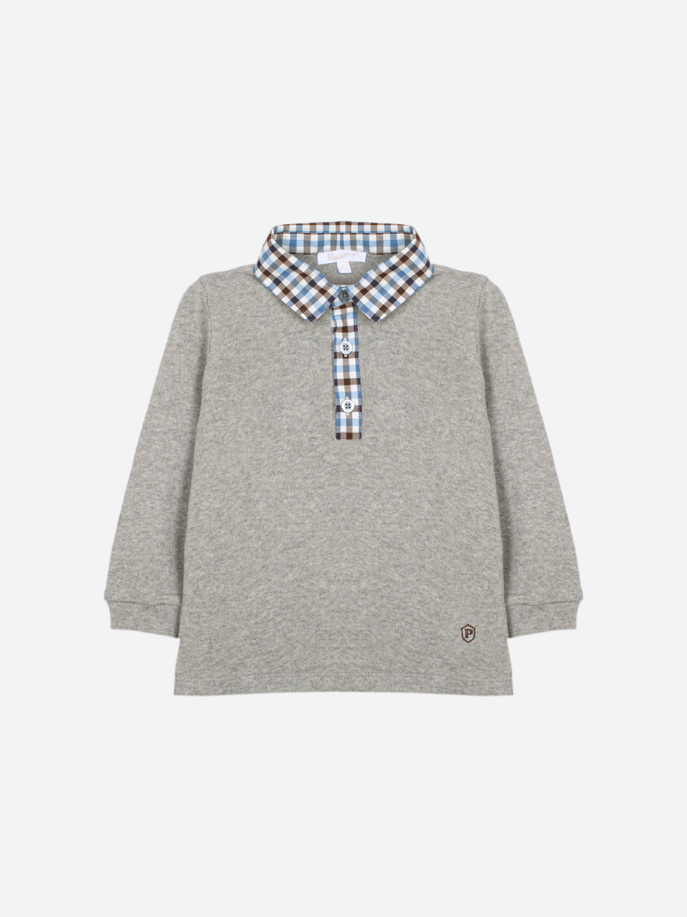 Elegant grey polo with check collar