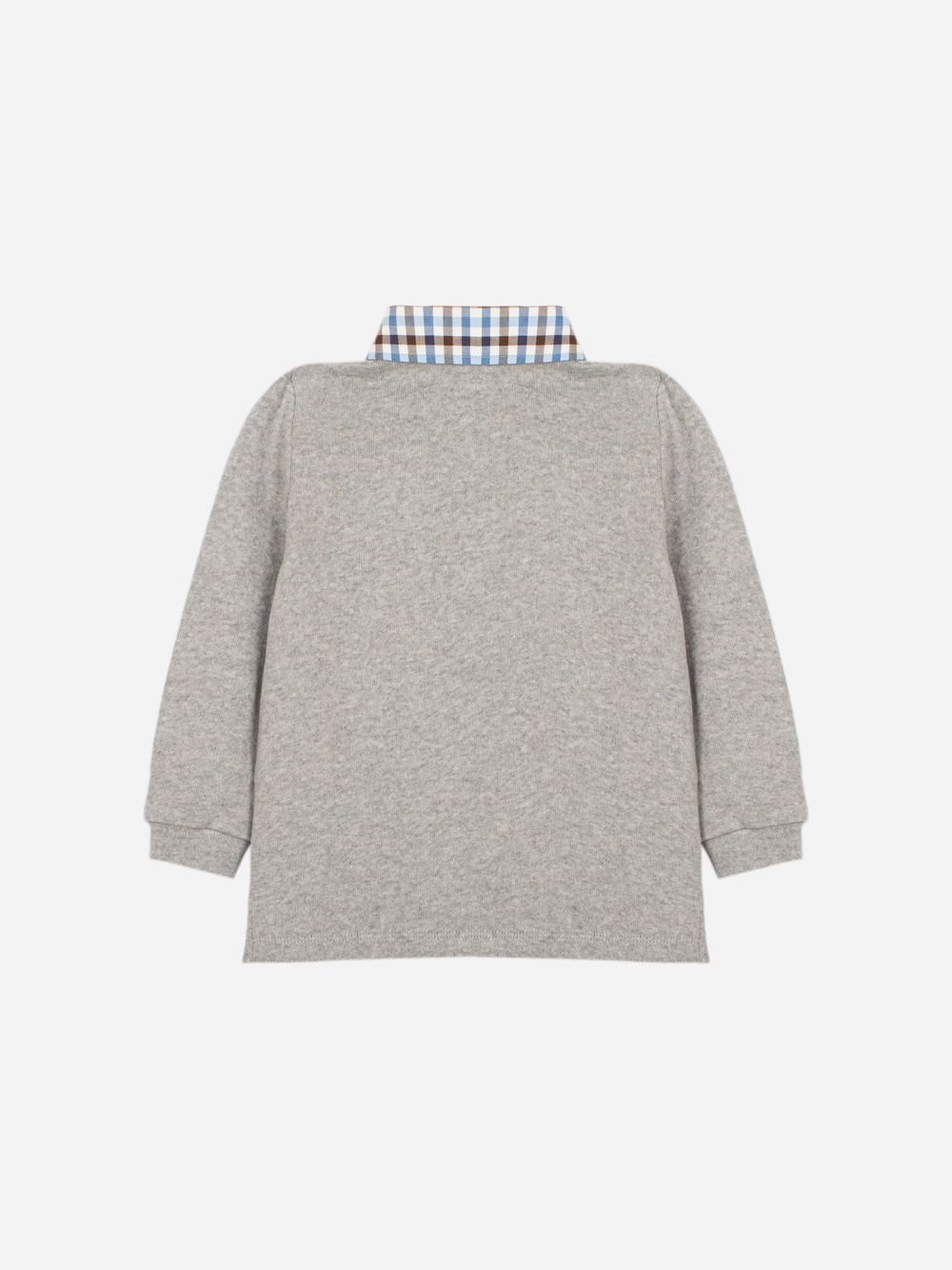 Elegant grey polo with check collar