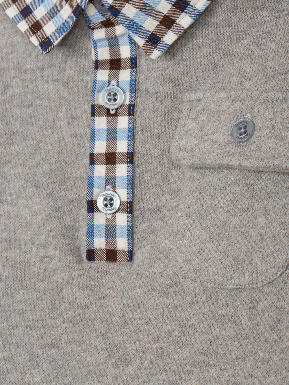 Elegant grey polo with check collar